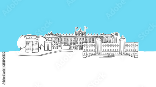 Madrid Spain Lineart Vector Sketch