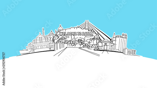 Batam Indonesia Lineart Vector Sketch