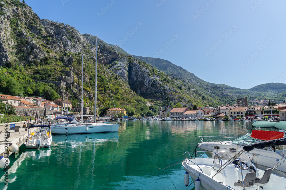 Kotor marina in Kotor Bay Montenegro