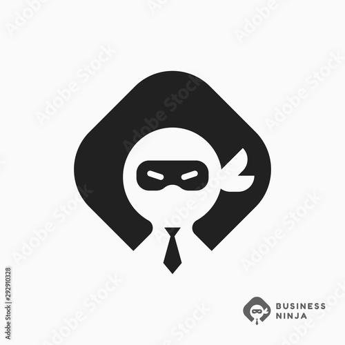 Ninja with office tie logo template vector icon. EPS 10.