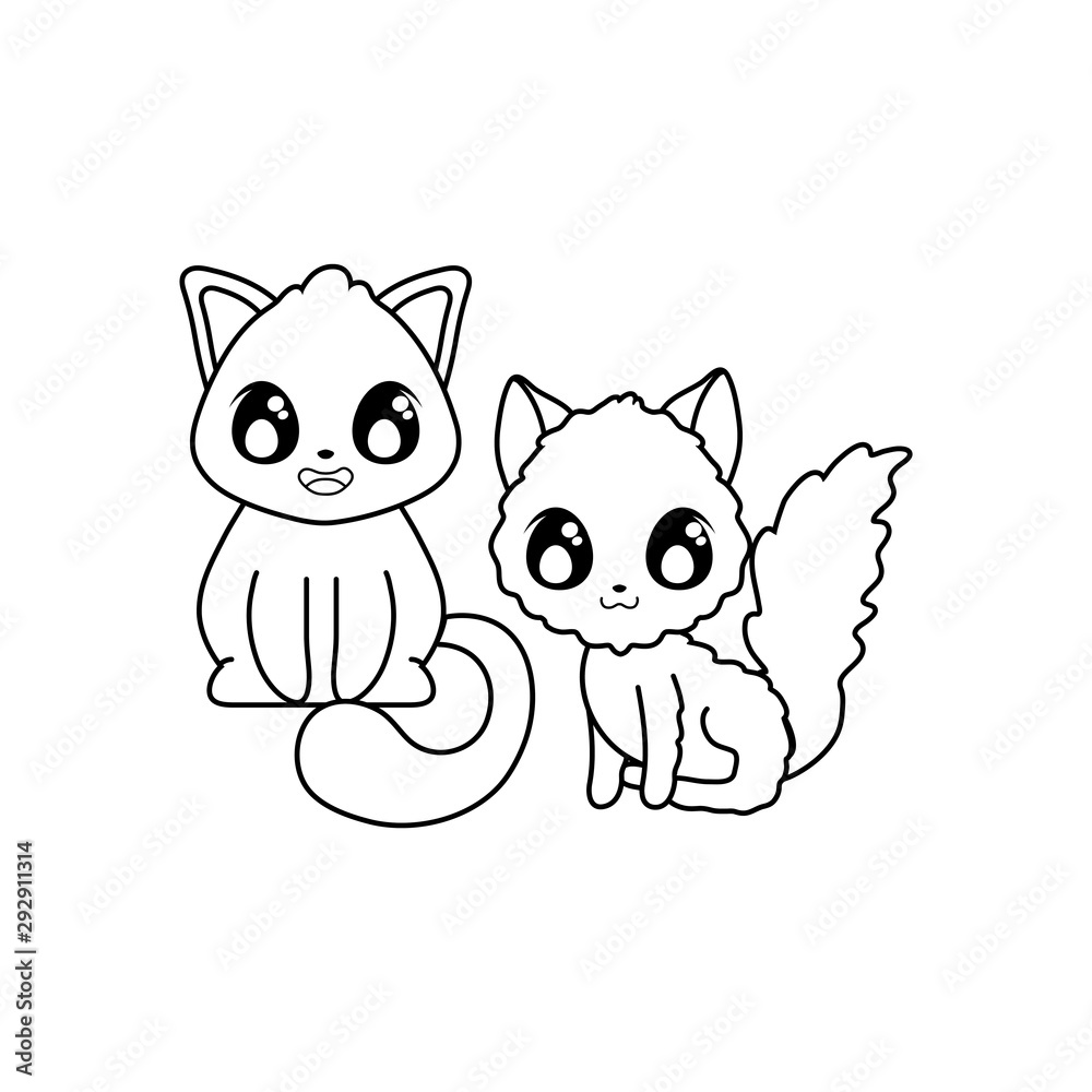 cute cats on white background cute cats on white background