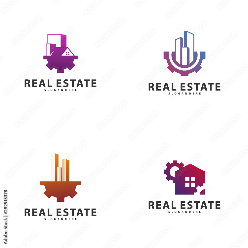 Set of City Gear Logo Vector Industrial symbol icon design illustration, Emblem, Design Concept, Creative Symbol, Icon Set of City Gear Logo Vector Industrial symbol icon design illustration, Emblem, Design Concept, Creative Symbol, Icon