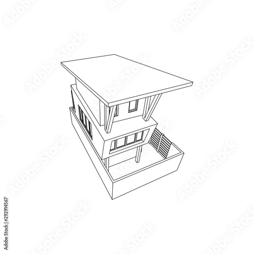 Asymetric Building design architectural isolated images