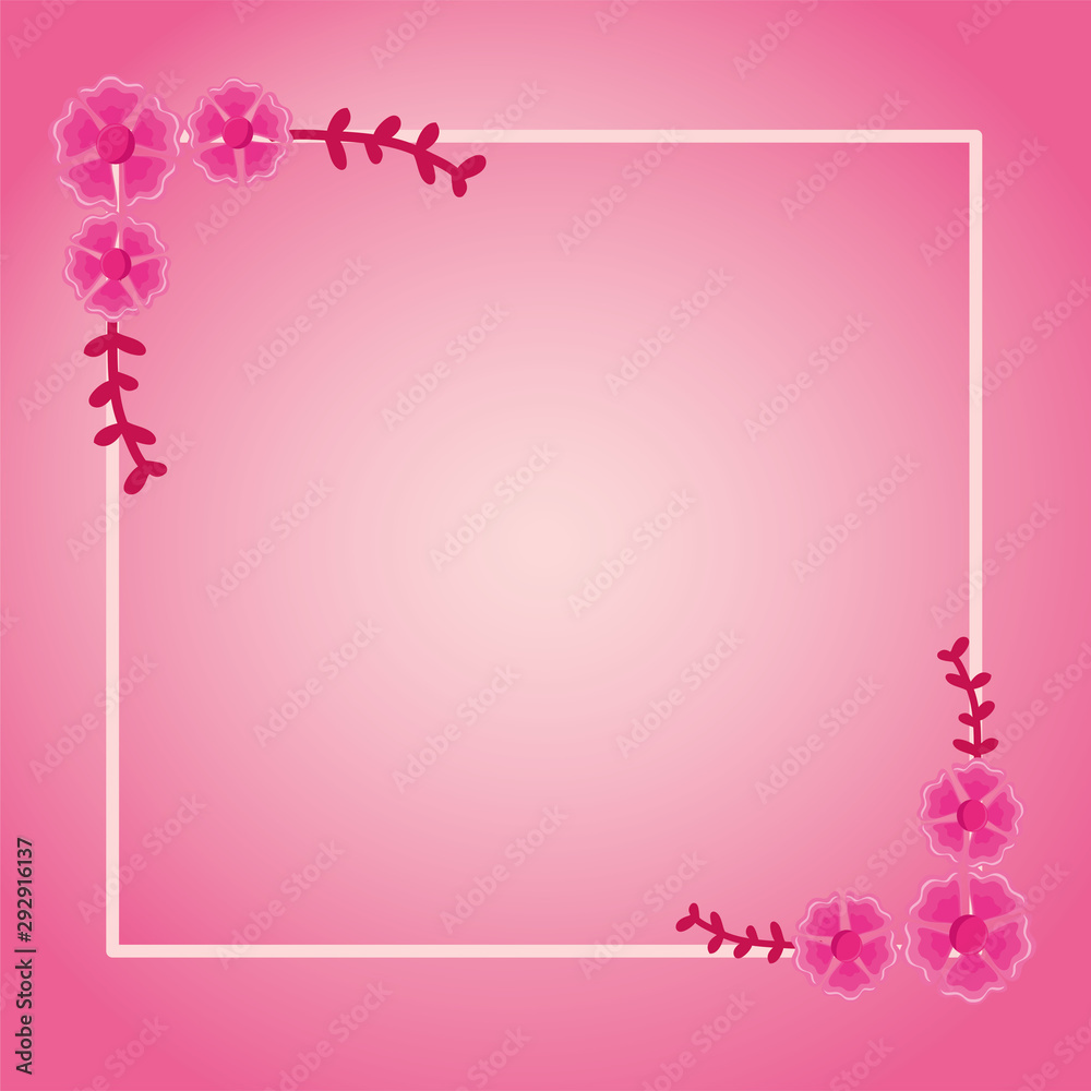 frame with flower and leafs and template for invitation card