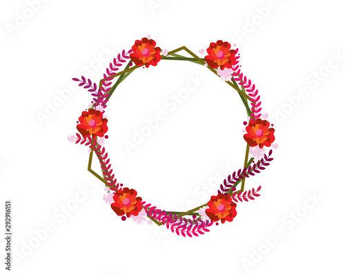 Floral Frame with Circle Form Illustration