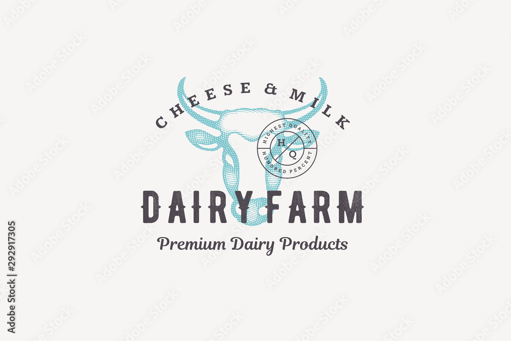 Hand drawn logo cow head silhouette and modern vintage typography retro style vector illustration. Hand drawn logo cow head silhouette and modern vintage typography retro style vector illustration.