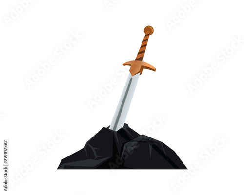 Detailed Excalibur Sword Stuck in The Stone