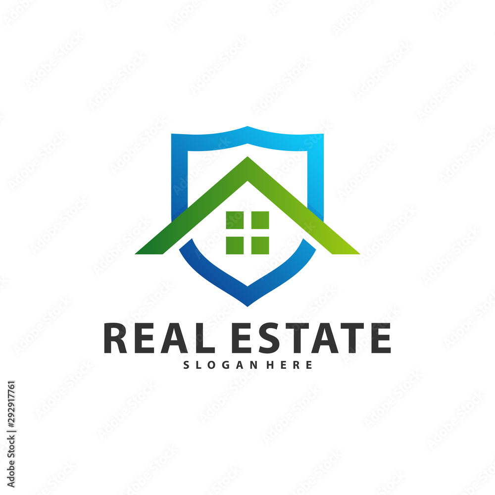 Shield with Building Idea logo template, Modern City with Shield logo designs concept, Real Estate logo Vector Illustration Shield with Building Idea logo template, Modern City with Shield logo designs concept, Real Estate logo Vector Illustration