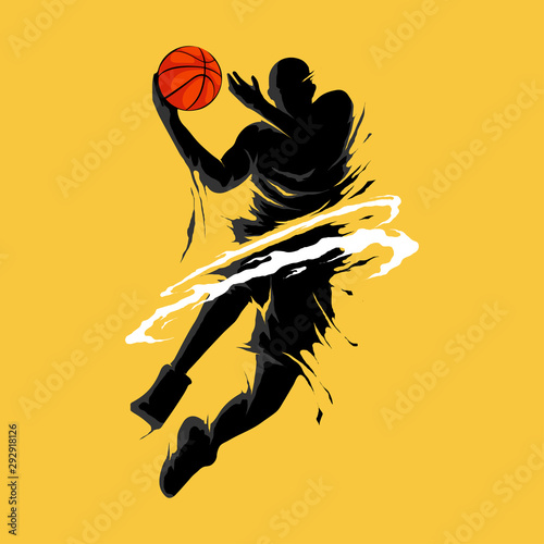 basketball slam dunk flame silhouette player