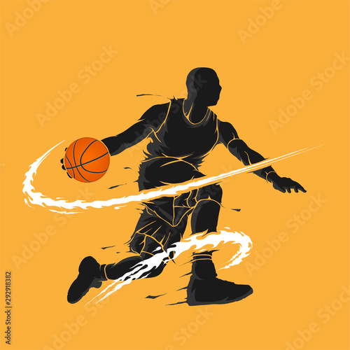 basketball dribble dark flame silhouette
