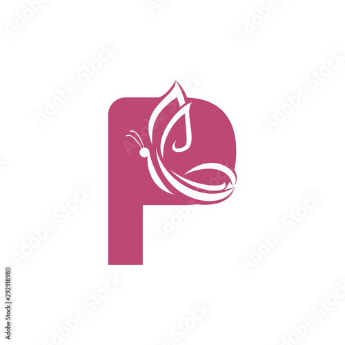 Butterfly letter P vector logo design. Beauty salon vector logo creative illustration.
