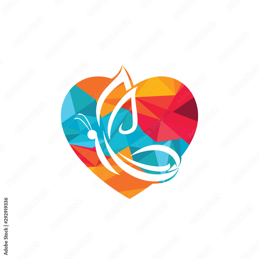 Butterfly Heart Abstract Love Shape Logo Symbol. Beauty salon vector logo creative illustration.
