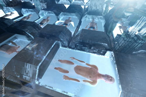 Billede på lærred human cloning concept, sci Fi lab, render 4D