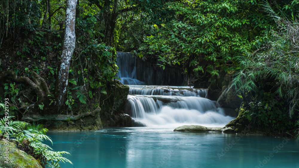 Tat Kuang Si Waterfalls. Beautiful landscape. Luang Prabang, Laos. Tat Kuang Si Waterfalls. Beautiful landscape. Luang Prabang, Laos.