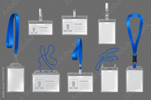 Id card and name tag in plastic badge holders