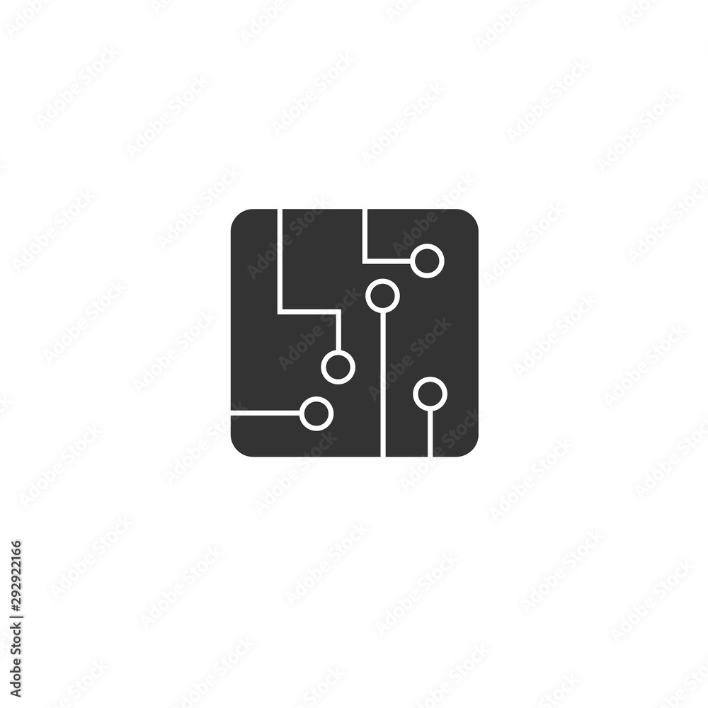 Circuit board icon black in flat style vector illustration on white isolated background. Technology microchip Circuit board icon black in flat style vector illustration on white isolated background. Technology microchip
