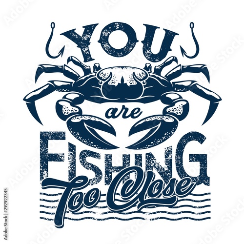 Underwater crab on waves, t-shirt print