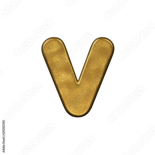 Golden foiled letter V - Small 3d precious font - Suitable for Business, luxury or fortune related subjects