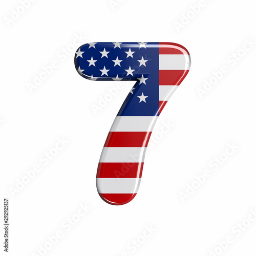 USA number 7 -  3d american flag digit - American way of life, politics  or economics concept photo