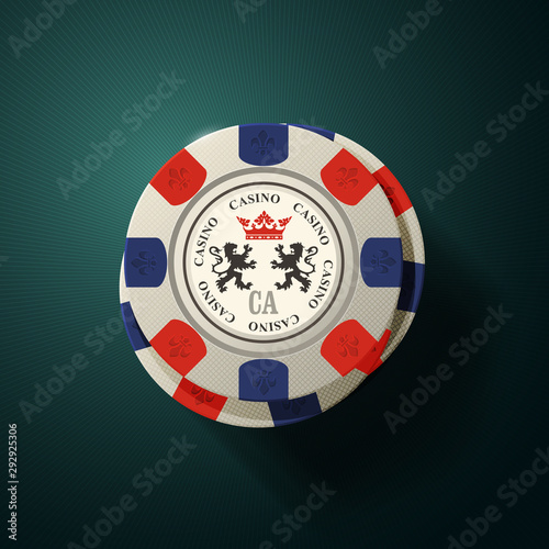 Gambling chips top view - pile of casino chips with heraldic elements