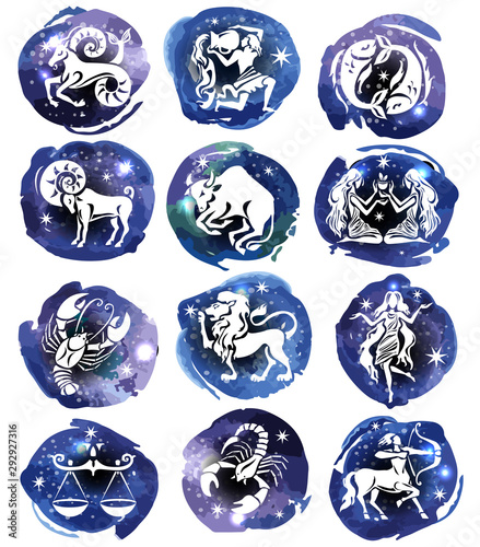 Zodiac Design on watercolor background