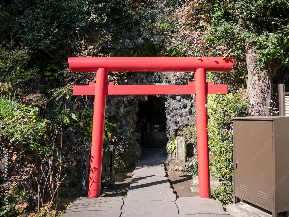 Red Torii gate at local shrine in Japan. Red Torii gate at local shrine in Japan.