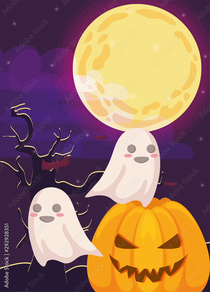 funny halloween ghosts on halloween scene