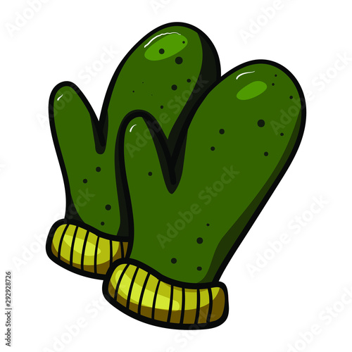 Winter mittens for children or adults. Doodle illustration. Symbol of celebration and comfort. New Year Christmas. Cozy Home. - Vector. Vector illustration