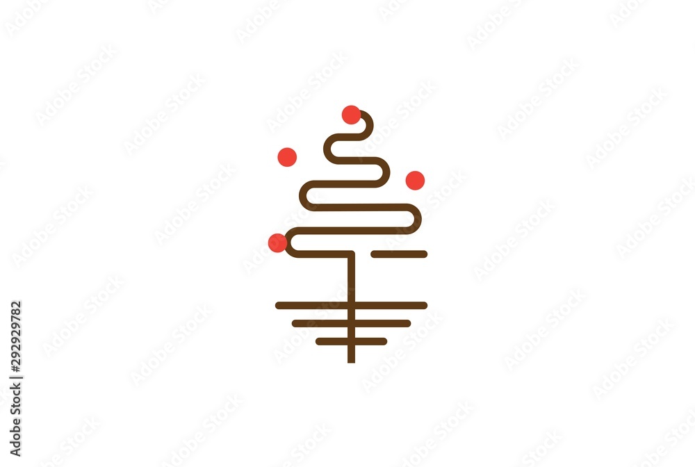Simple modern christmas tree plant line art logo design Simple modern christmas tree plant line art logo design