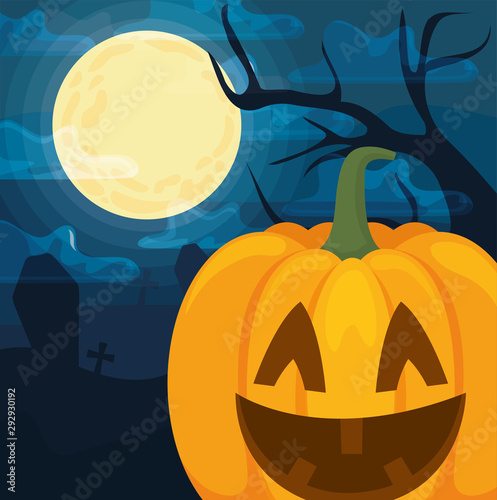 halloween pumpkin on halloween scene