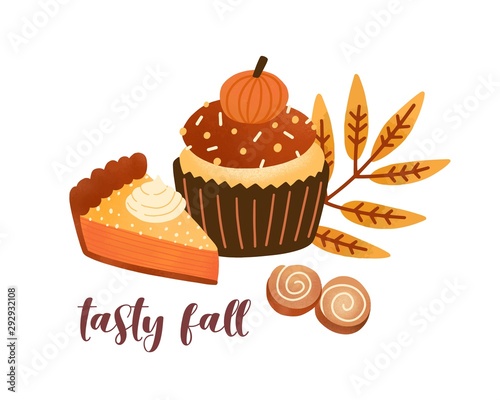Pumpkin spice pastry flat vector illustration