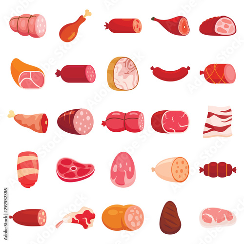 Types of meat and meat products photo