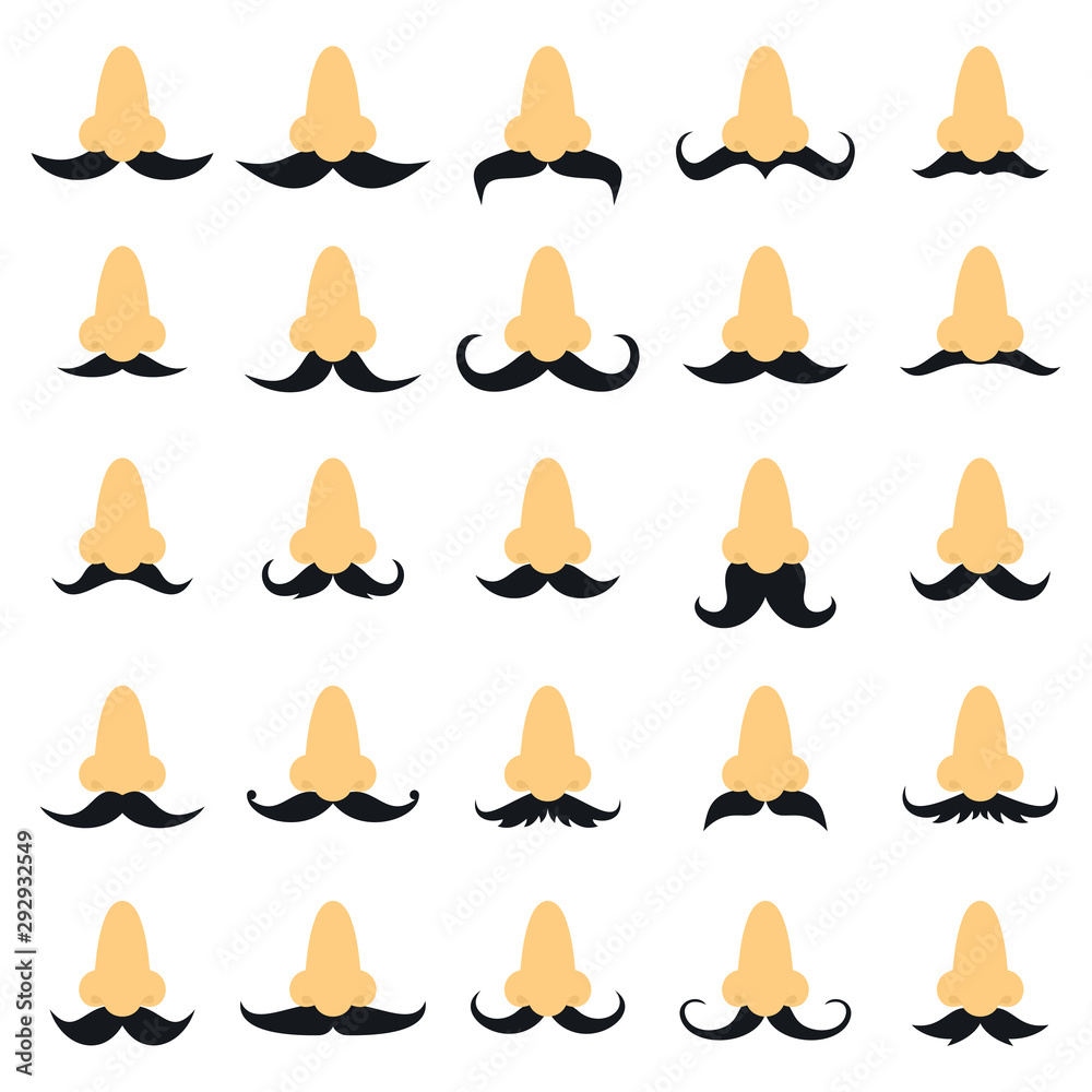 Noses with different types of mustache