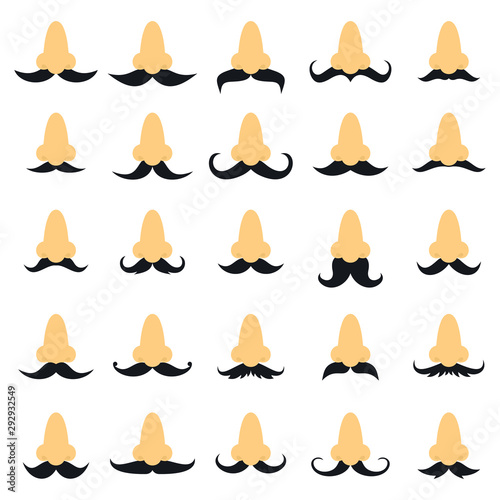 Noses with different types of mustache