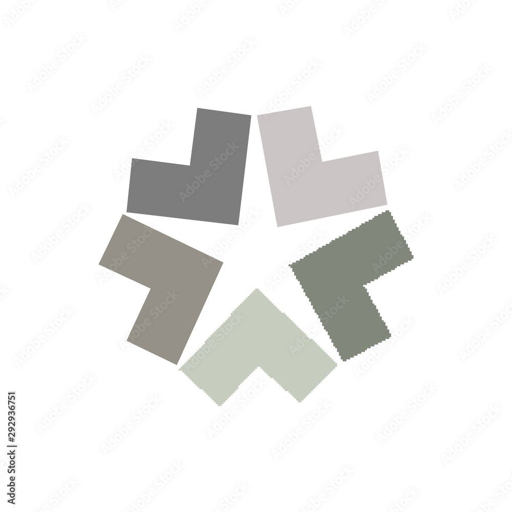 arrows combine in a star shape logo and icon, abstract vector design object for you project or logotype. vector illustration isolated on white background.