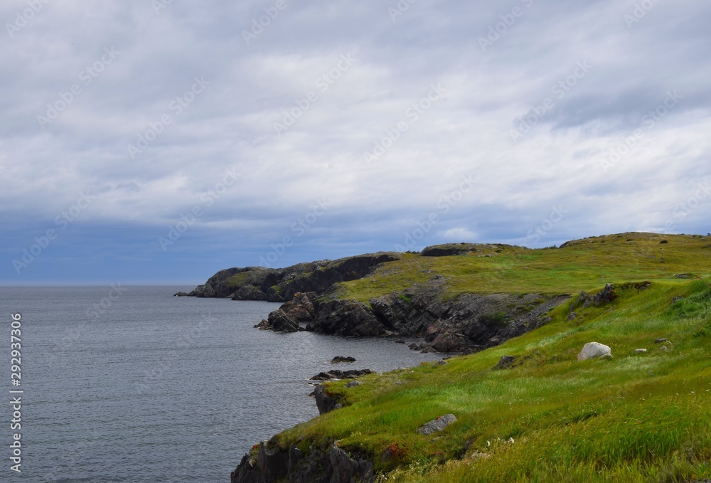 Trinity Bay coastline landscape, along Lance Cove road, Bonavista Peninsula ; Newfoundland and Labrador Canada
