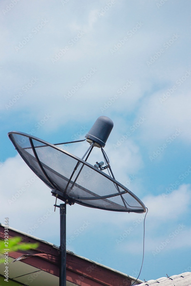 Satellite dish on the roof For receiving Digital TV signals