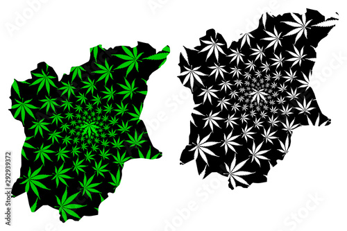 Osun State (Subdivisions of Nigeria, Federated state of Nigeria) map is designed cannabis leaf green and black, Osun map made of marijuana (marihuana,THC) foliage.... photo