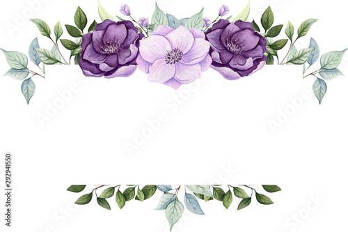 Frame with Watercolor Light Green Leaves