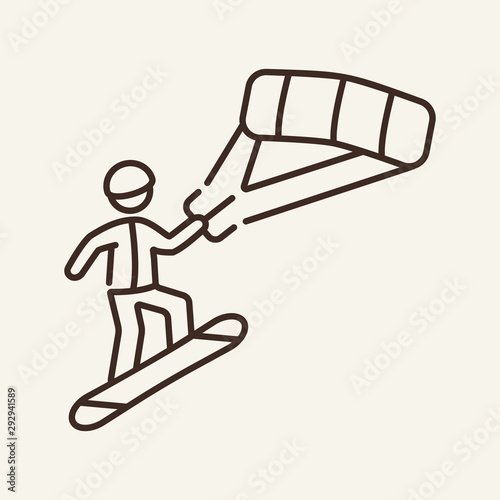 Kitesurfing line icon