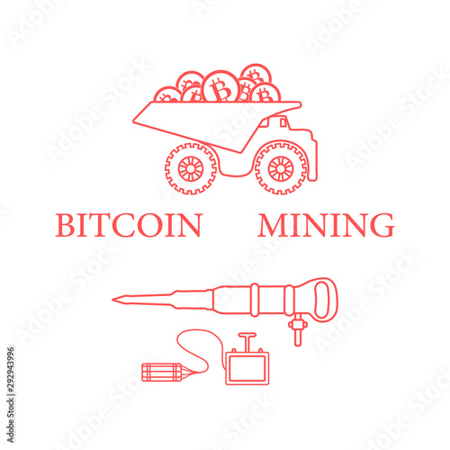 Dumper with bitcoins, dynamite and jackhammer.