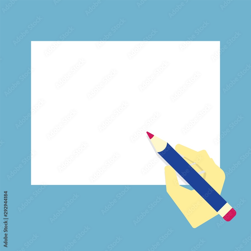 Human hand holding pencil. Hand drawing or writing on paper. Vector illustration Human hand holding pencil. Hand drawing or writing on paper. Vector illustration