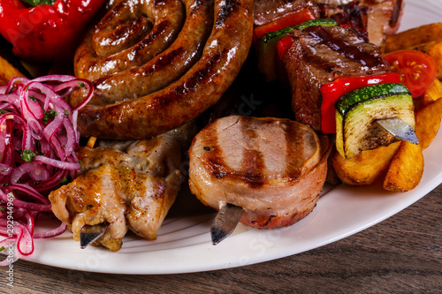 Pork and vegetables barbeque