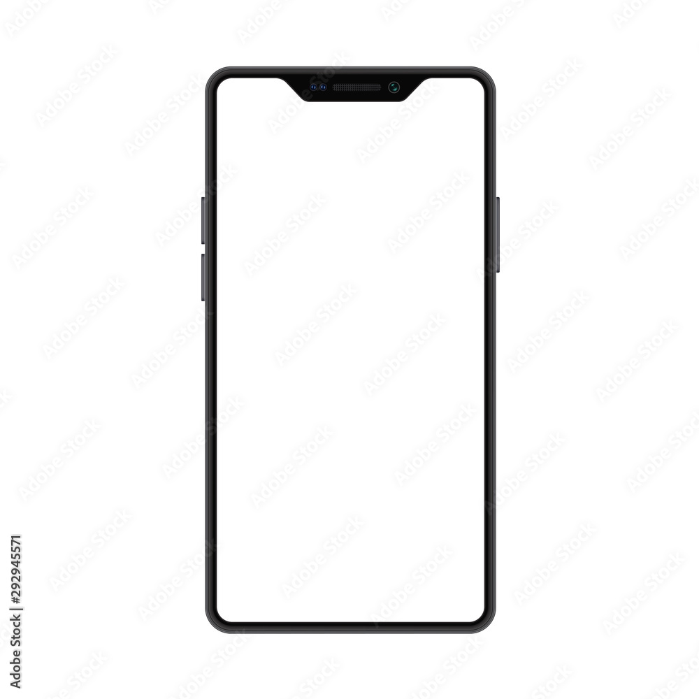Trendy notch display design smartphone with blank screen. Realistic phone mockup for any project vector illustration. Trendy notch display design smartphone with blank screen. Realistic phone mockup for any project vector illustration.