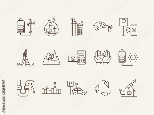 Green energy icons