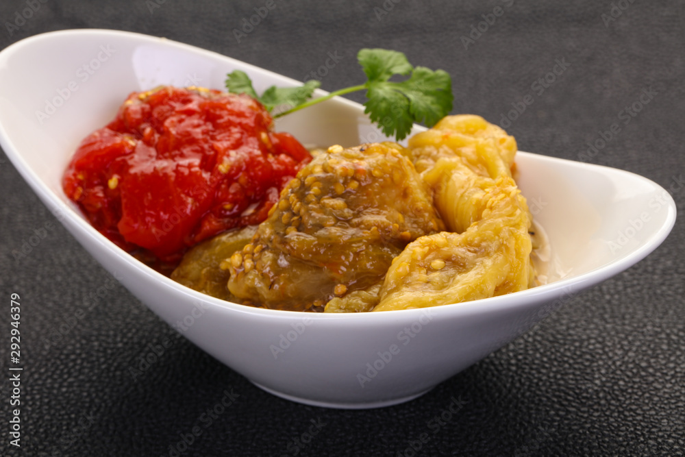 Caucasian cuisine - baked eggplant and tomato Caucasian cuisine - baked eggplant and tomato