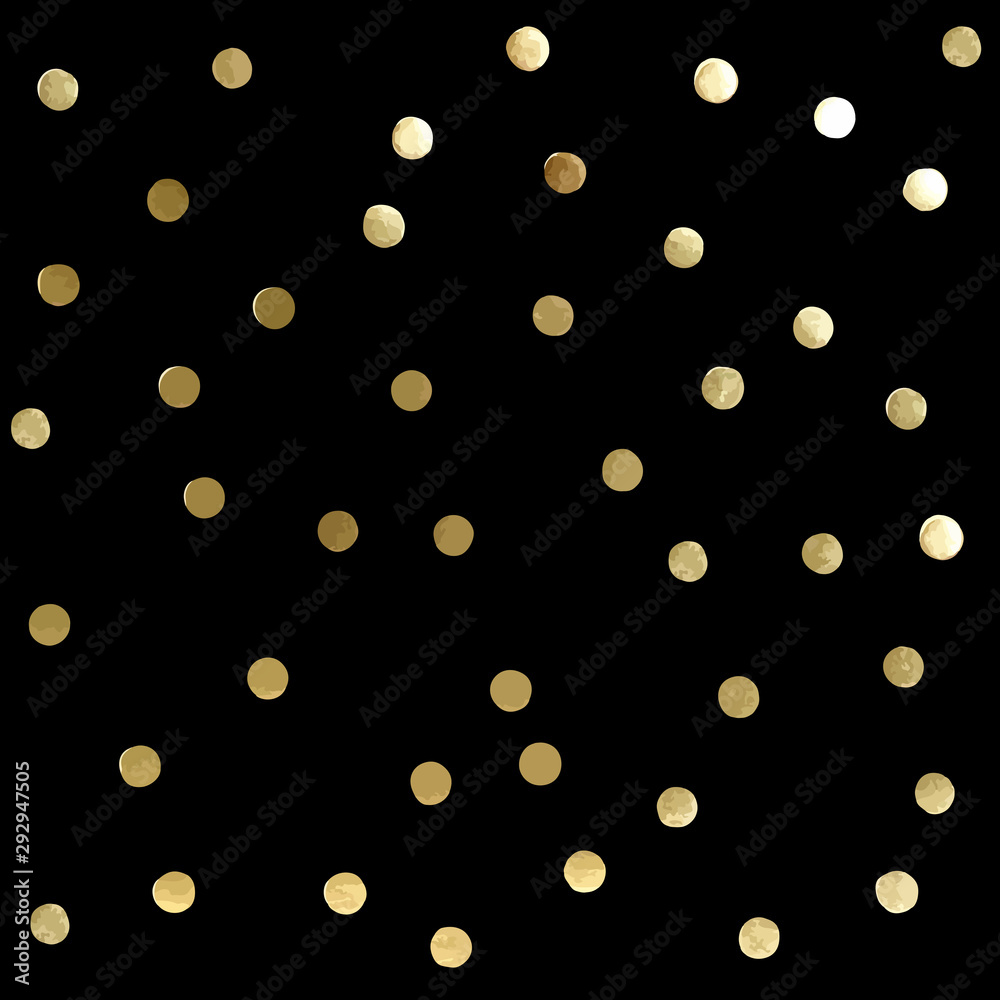 Vector seamless pattern with gold polka dots on black background Vector seamless pattern with gold polka dots on black background