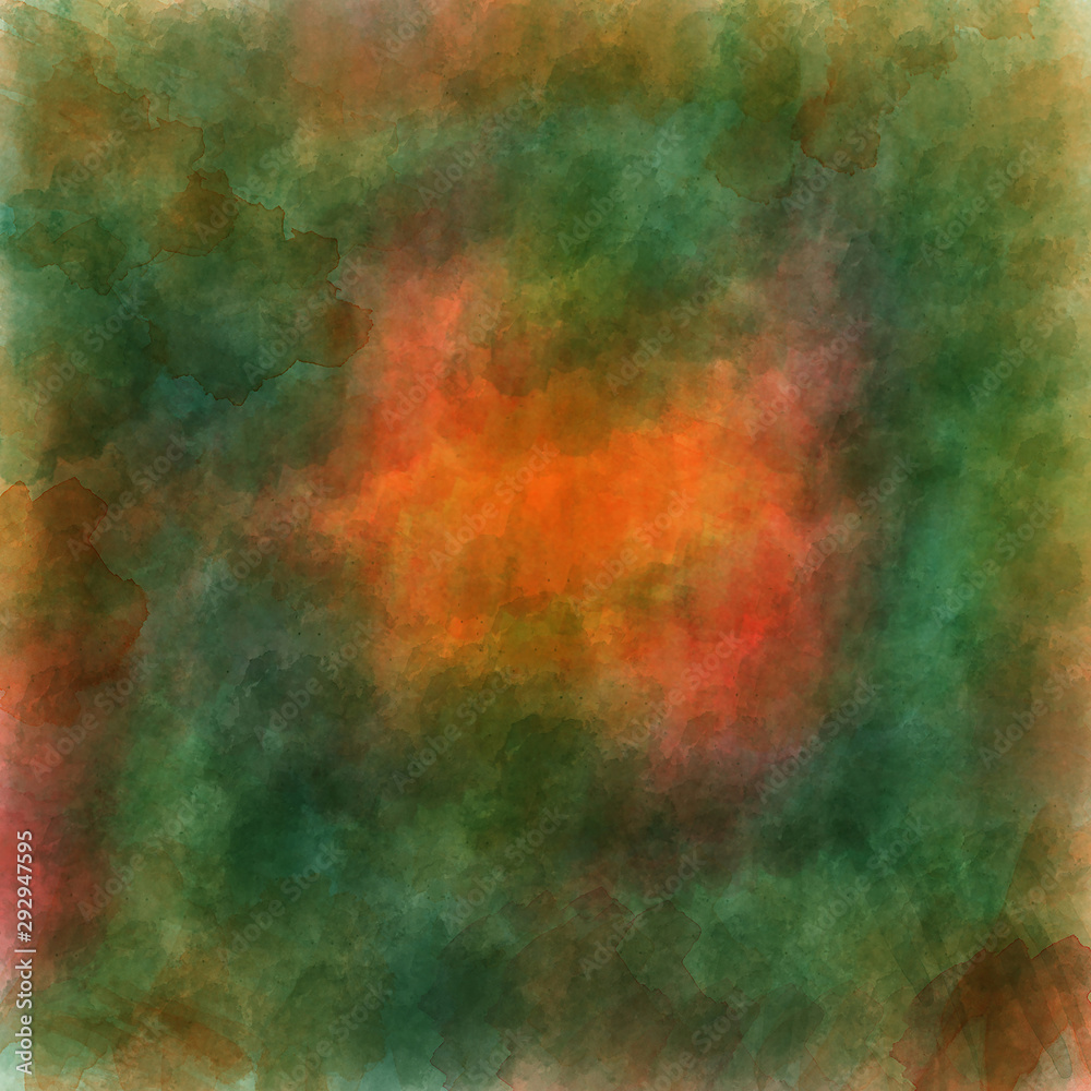 abstract watercolor grunge background orange green