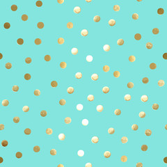 Acrylglasbilder Polka-Dot-Muster Goldene Punkte auf Mintgrün  © Tamiris