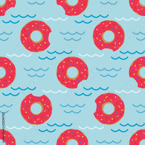 Vector seamless swimming pool float rings pattern.